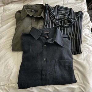 Men's Black and Gray Dress Shirt Set